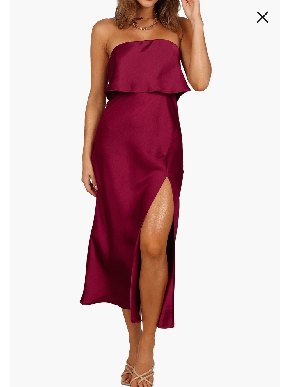 Petal & Pup Vienna Strapless Midi Dress Berry M NWT